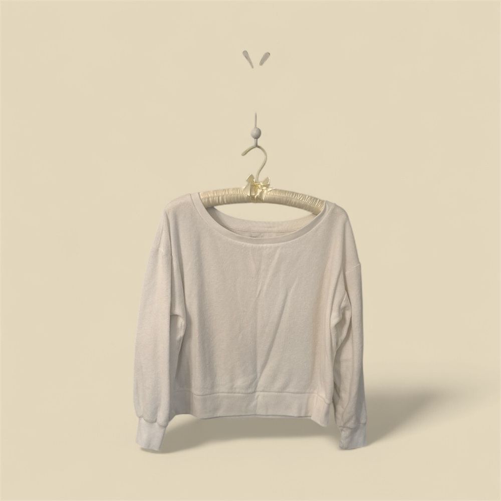 GAP Top Long Sleeve Classic White Knit Top Medium